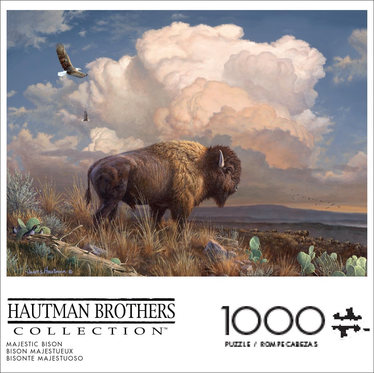 Buffalo Games Hautman Brothers Majestic Bison 1000 Piece Jigsaw Puzzle - Multicolor, 26.75 x 19.75 in - Wildlife Landscape, Relaxing Build - 1000 Piece Puzzle for Adults - Adult Jigsaws