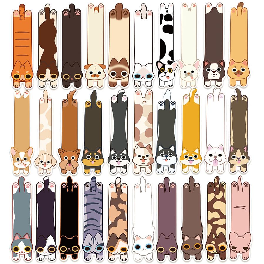 30 Pcs Cat Dog Bookmarks Cute Cats Dogs Theme Paper Bookmarks for Adult Cats Dogs Book Markers for Students Teachers School Home Office Reading Book
