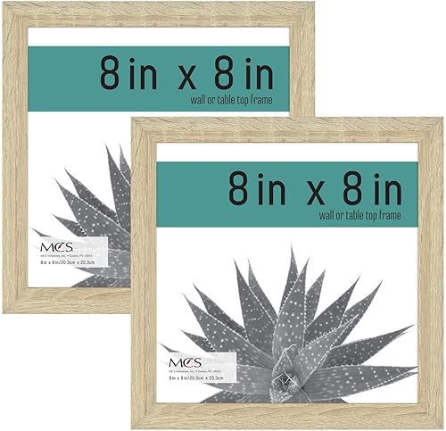 MCS Gallery Essential - Marcos de fotos, juego de marcos de pared para galería de fotos, grano de madera natural, 8 x 8 pulgadas, paquete de 2