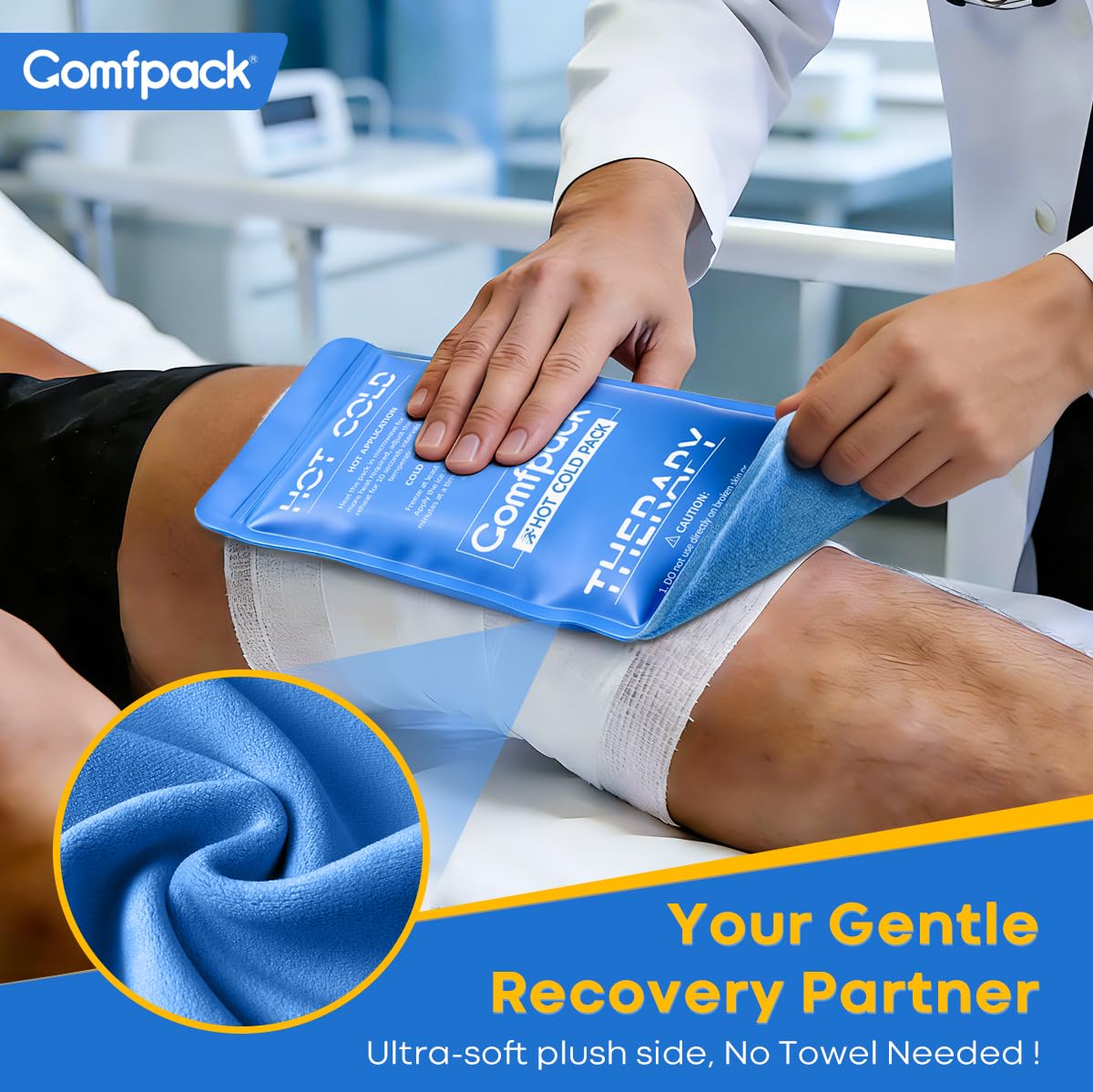 Comfpack Impacchi di ghiaccio riutilizzabili per lesioni, confezione da 2 confezioni di ghiaccio in gel flessibile e morbido, riutilizzabili, per alleviare il dolore muscolare, terapia a freddo per