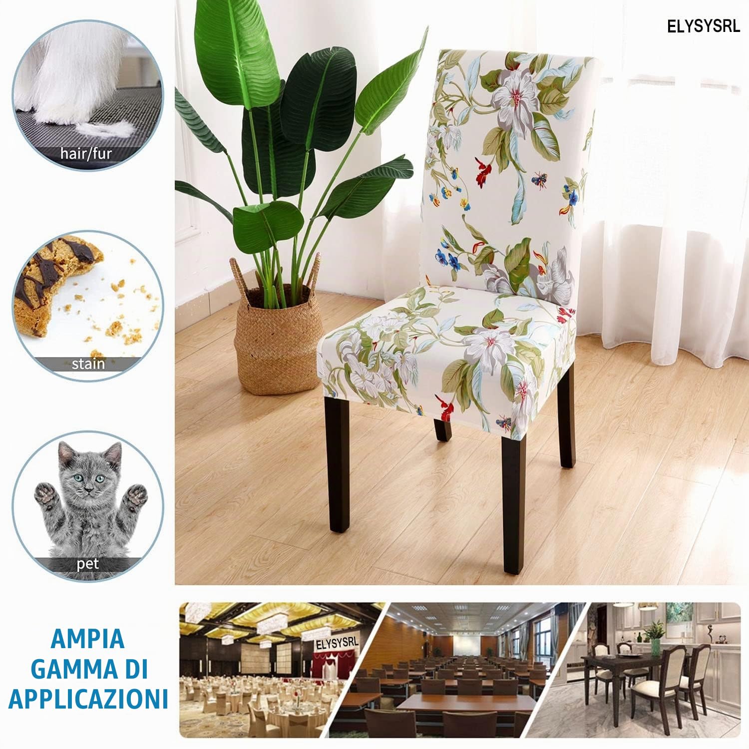 Coprisedie con Schienale 2/4/6 Pezzi, Coprisedia Elasticizzati con Schienale, Antimacchia Fodere per Sedie con Schienale Lavabile Moderno Copri Sedia per Moderna Sala da Pranzo Hotel Ristorante ( Colo