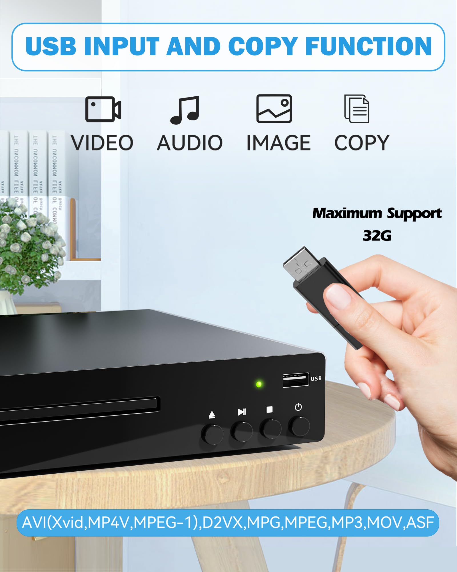 Lettore DVD per la Casa con HDMI, DVDs Lettori di Tutte le Regioni per TV, RCA, USB, Telecomando, Supporto 1080P, NSTC/PAL, Memoria Breakpoint. Lettore DVD per TV Nero Metallizzato