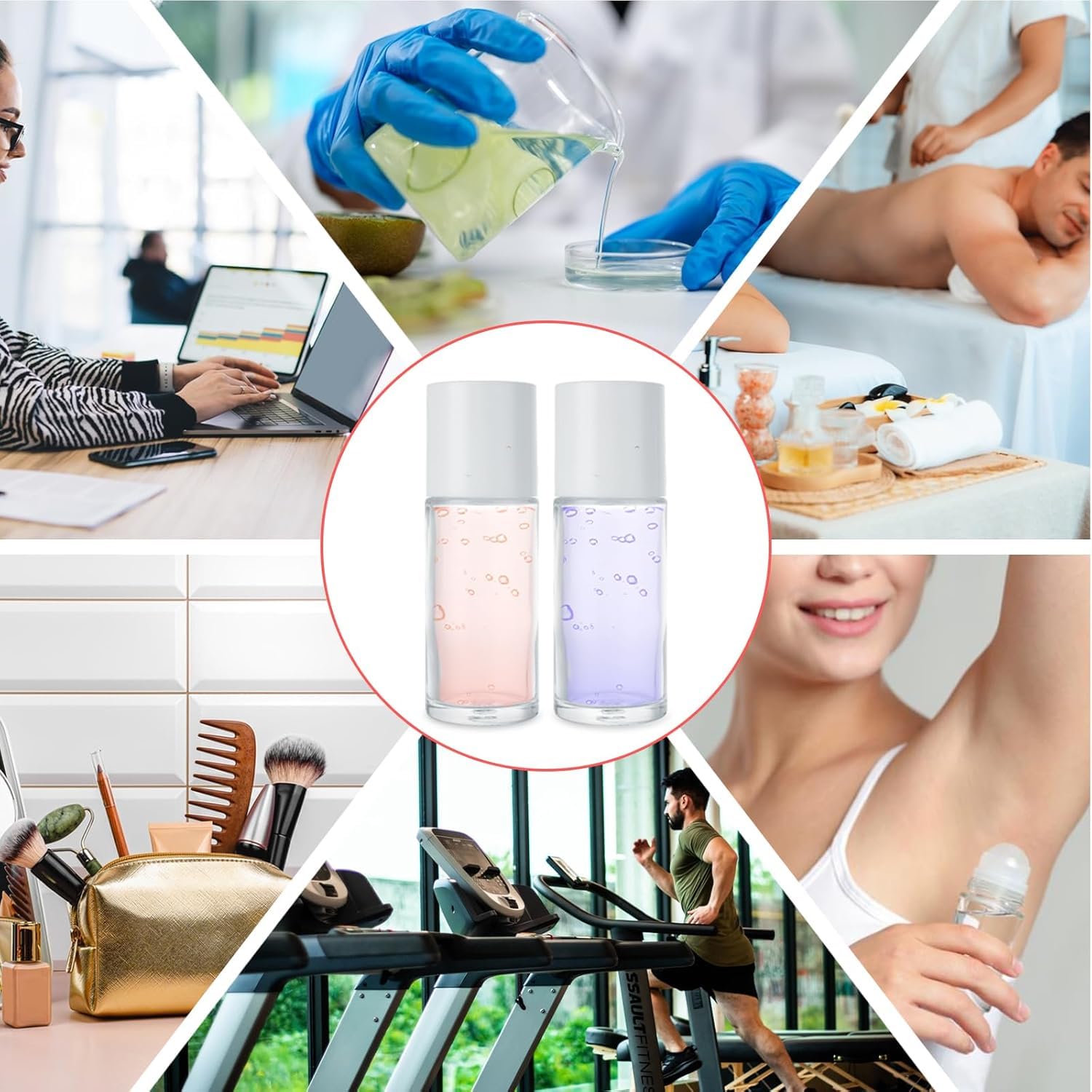 Set 50 uds Roll on Rellenable 50 ml | Roll On Aromaterapia | Bote Roll on Crema Solar Rellenable