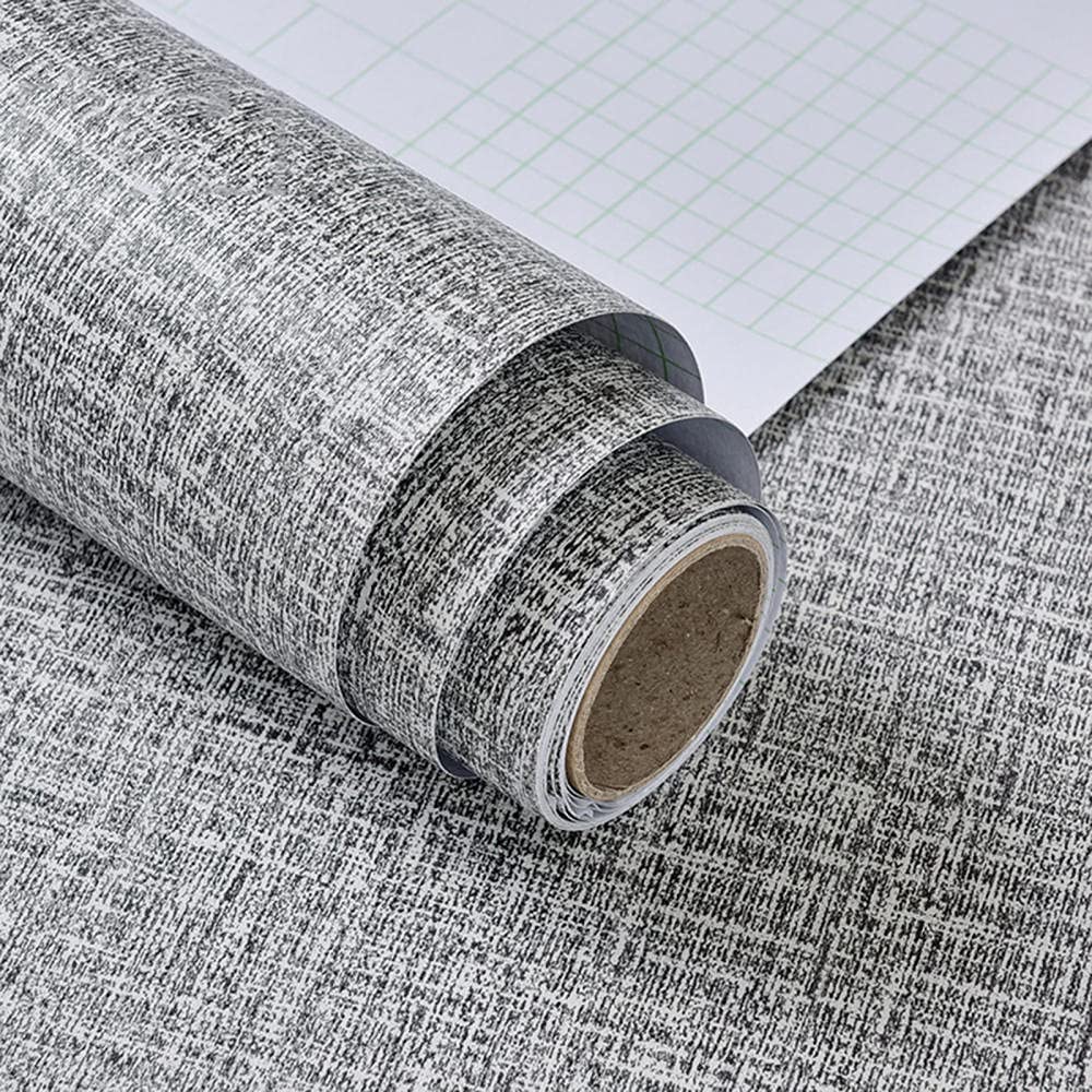 Papier peint imperméable gris 60cmx5m PVC effet tissu adhésif CYN