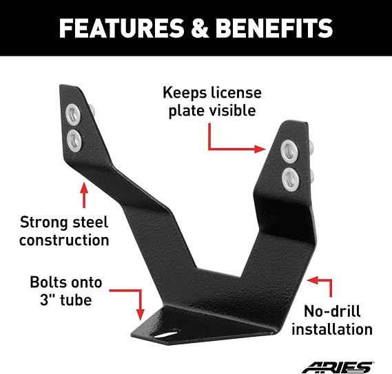 ARIES 35-0000 3-Inch Bull Bar License Plate Bracket