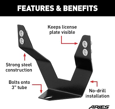 ARIES 35-0000 3-Inch Bull Bar License Plate Bracket
