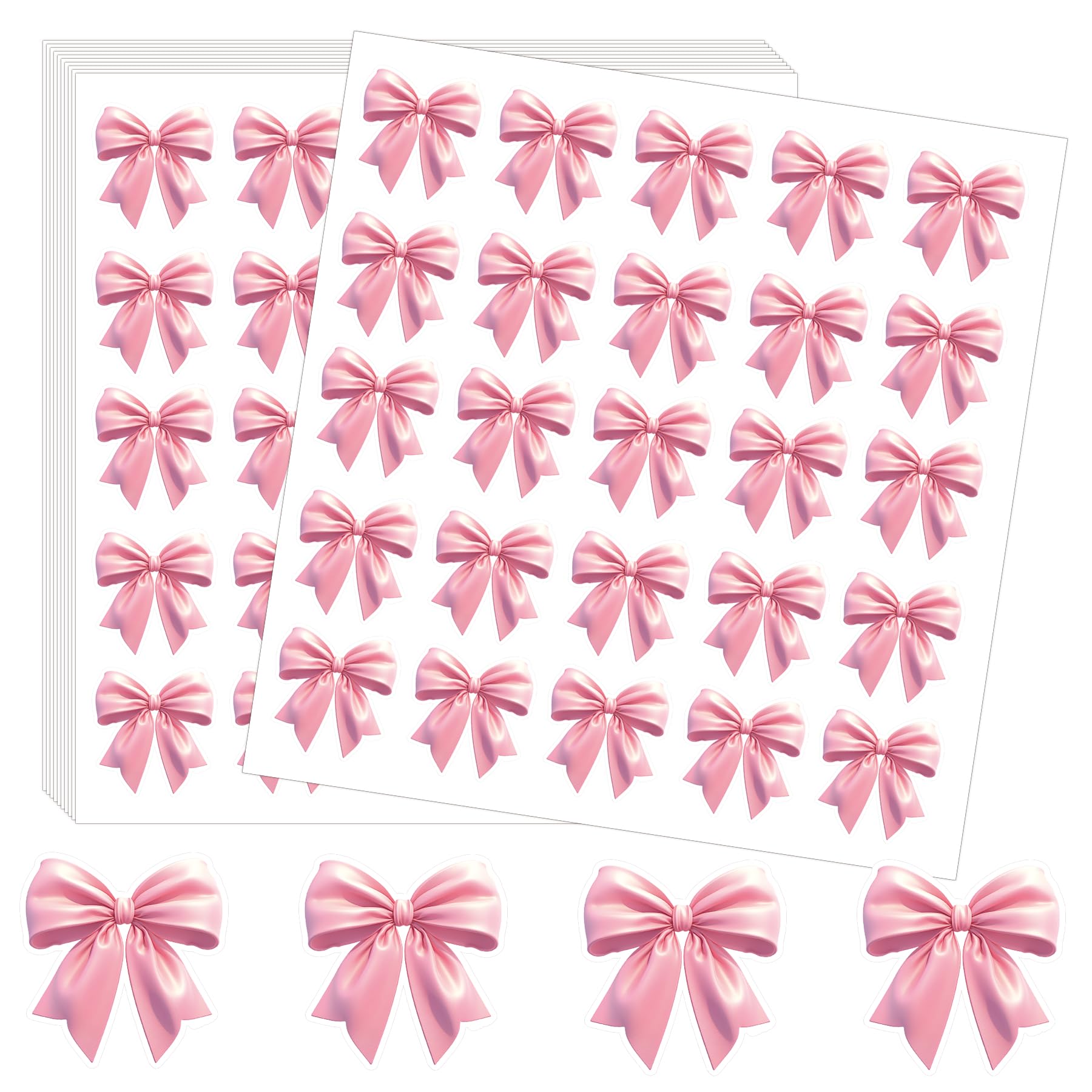 Pink Bow Stickers 500 Pcs Self-Adhesive Bow Themed Stickers for Envelope Seals, Gift Wrapping, Party Favors, Scrapbooking, Bridal Shower, Birthday