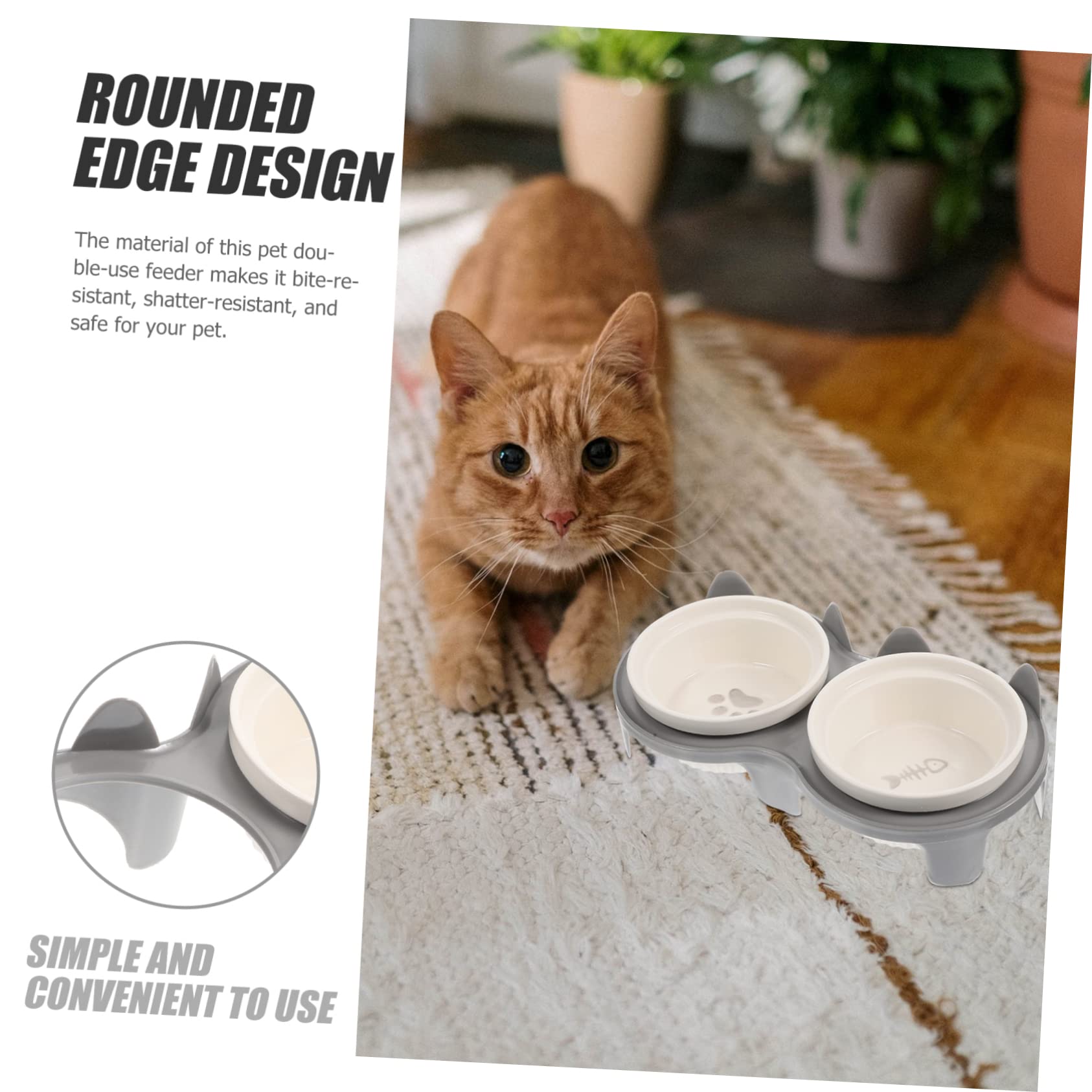 Kisangel Erhöhter Katzennapf rutschfest und bissfest mit Schrägem Design aus Keramik zum Schutz der Nacken Gesundheit für Katzen und Hunde im Haushalt