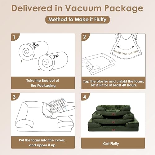 Miniatura 54 de EHEYCIGA – Cama ortopédica mediana impermeable para perros medianos, de espuma viscoelástica tipo caja de huevos, con bordes elevados y base