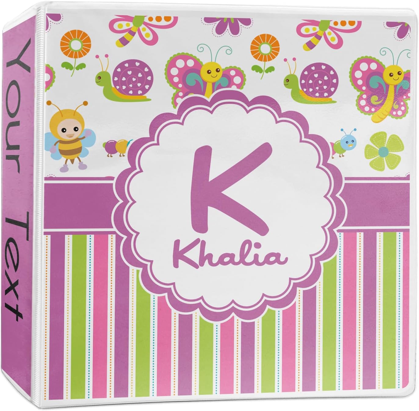 Personalized Butterflies & Stripes 3-Ring Binder - 2 inch