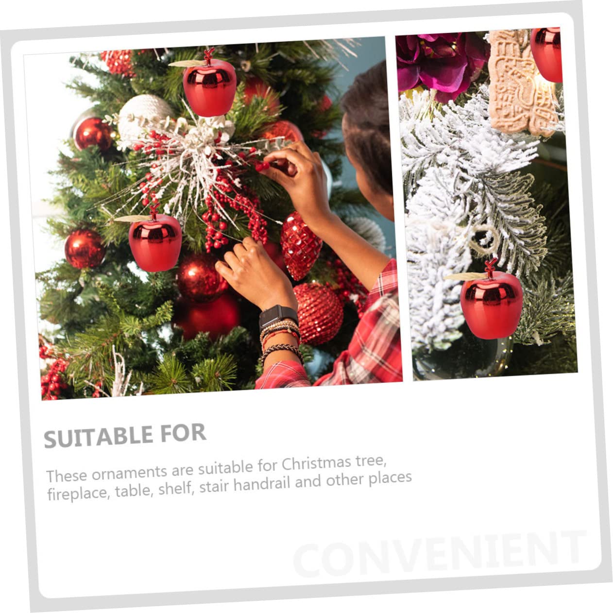 Alipis Décorations De Fête De Noël 60 Pièces Pendentif d'arbre De Noël Décorations D'Intérieur Pommes De Rouges Ornements en Plastique