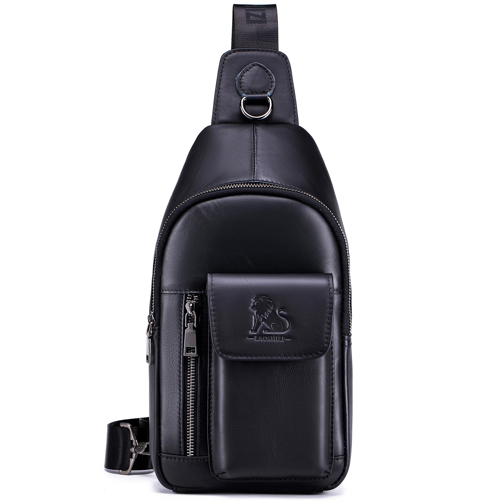 Sacoche Homme Cuir Véritable Bandoulière Réglable Sac de Poitrine Homme
