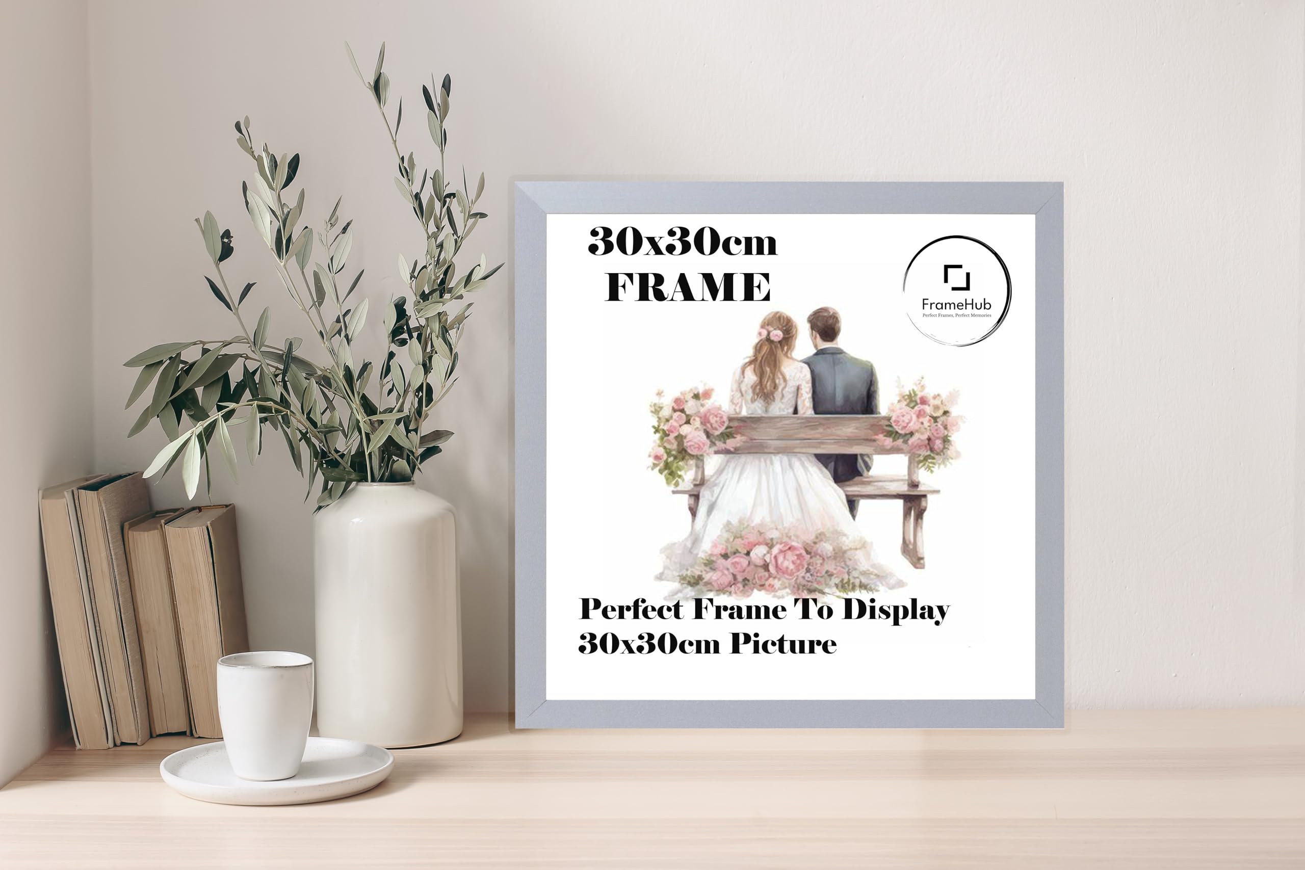 30x30 cm Square Black White Photo Frame - Wall Mountable (Light Grey)