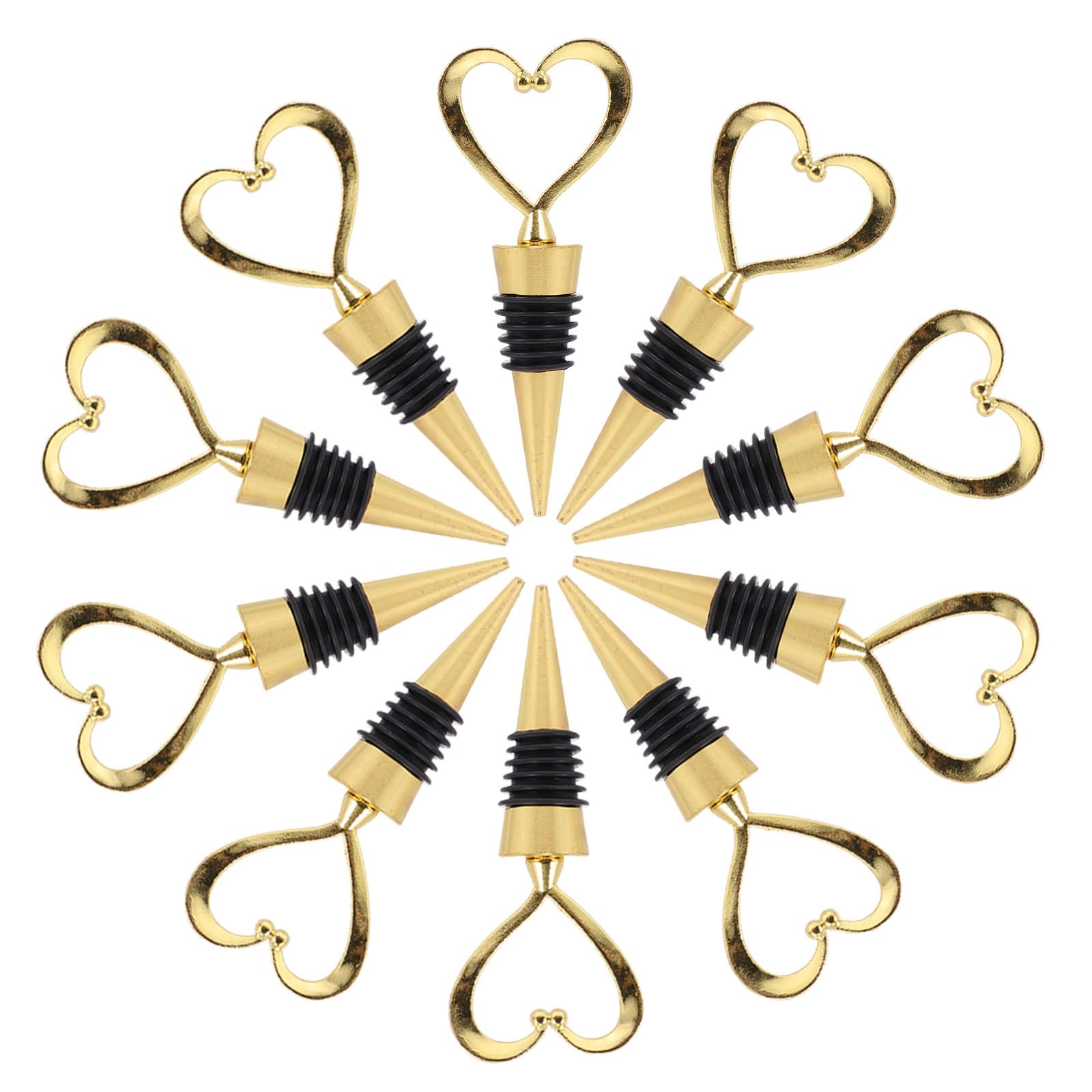 Tapones de vino reutilizables FUOYLOO, juego de 12 tapones herméticos de corazón para botellas