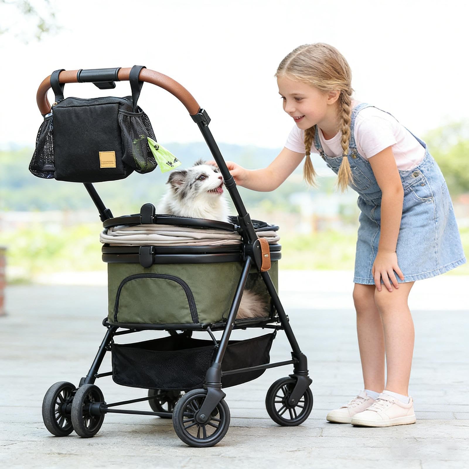 Organisateur de poussette pour animaux | Grande capacité, fermeture à glissière anti-dérapante, pochette de voyage pour chiot | Sac de poussette pour chiot - Pour maison intérieur extérieur camping pi