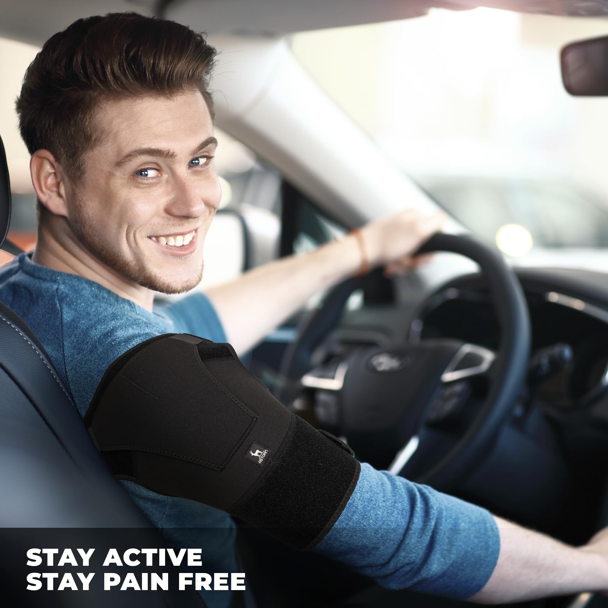 Astorn Épaulière Tendinite et Articulation AC - Protection Épaule Homme Femme, Compression Néoprène Respirant, Attelle Épaule Droite Gauche Ajustable Sangles Velcro, Support Épaule Taille S/M