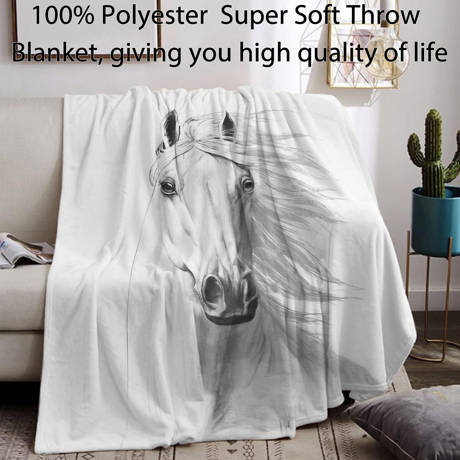 Coperta Cavallo 3D In Flanella - 150x200cm, Morbida E Calda, Per Divano O Letto, Stile 1 - Foto 9