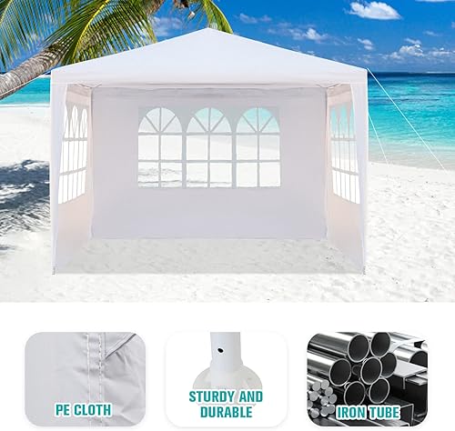 Miniatura 3 de BELANITAS Tienda de campaña de 10 x 10 pies para fiestas, tienda de campaña al aire libre, toldo con paredes laterales, 3 ventanas, tiendas de