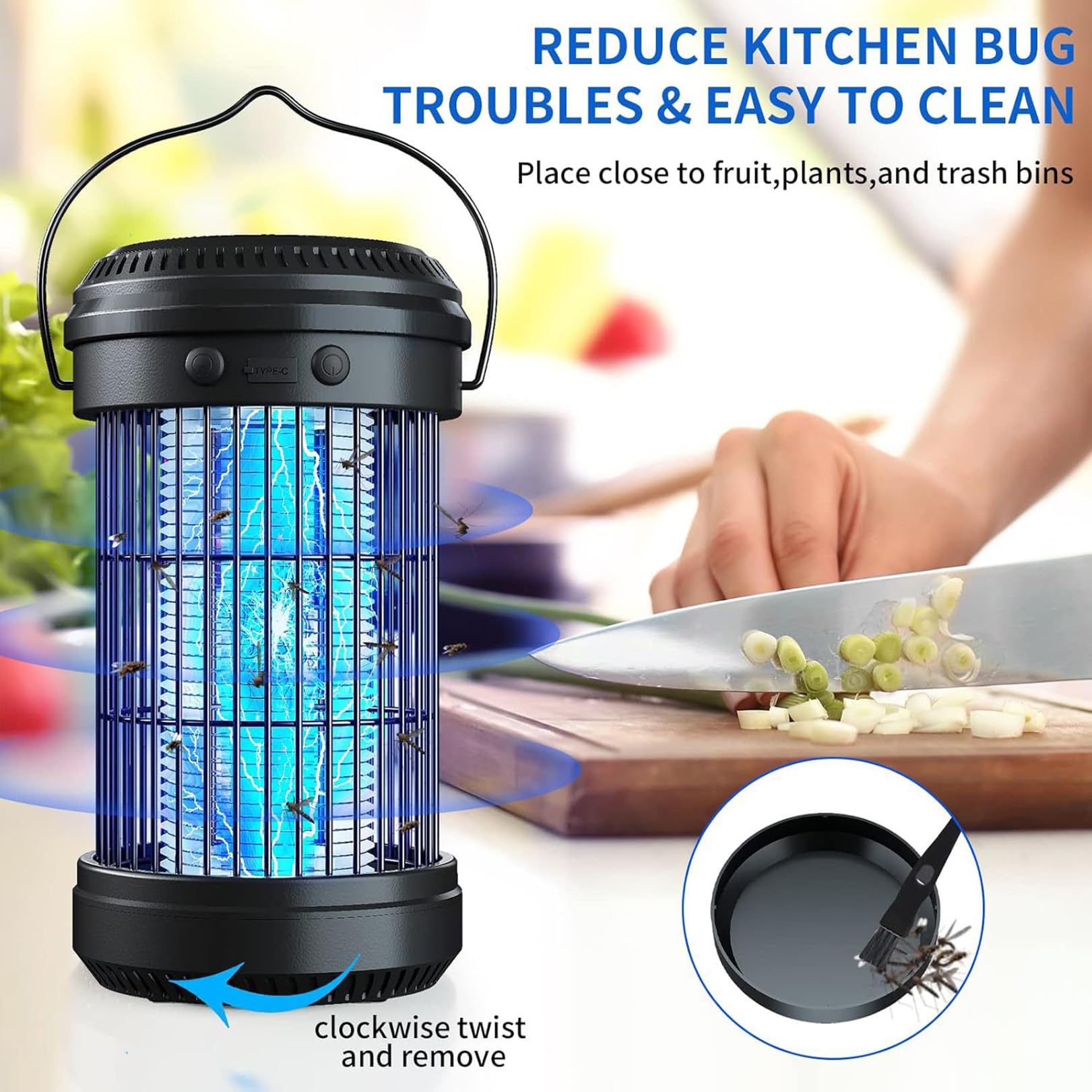 Solare | Zanzara Killer | Trappola per zanzare | 3 in 1 LED Portatile Flashbeam | Repellente per zanzare all'aperto | Insetticida con Batteria Repellente per zanzare Elettrico,Black-1pcs