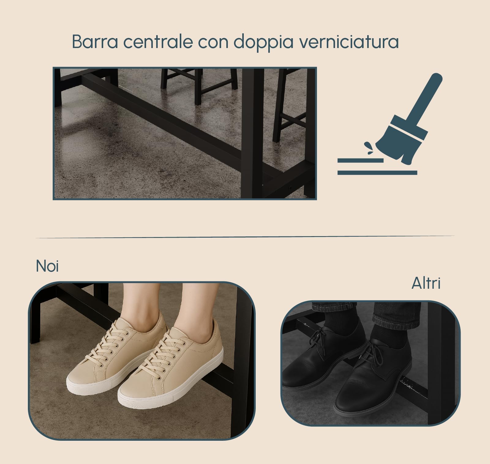 MB Muebles Bonitos, Tavolo Alto da bar Ani, Barra da cucina in Stile Minimalista con Gambe in Metallo, Melamina Opaca, Nero e Sonoma, 140x100x40 cm