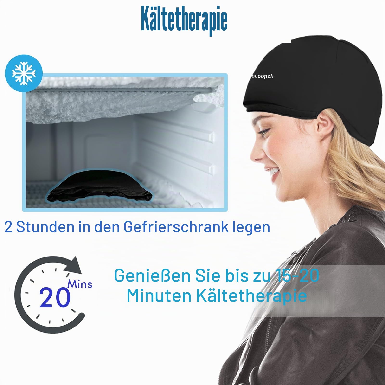 Kühlakkus, Kühlhaube für Chemotherapie-Patienten – Chemo-Pflegeset für Frauen & Männer – Migräne-Eiskappe – Kühlkappe bei Kopfschmerzen & Stress,schwarz