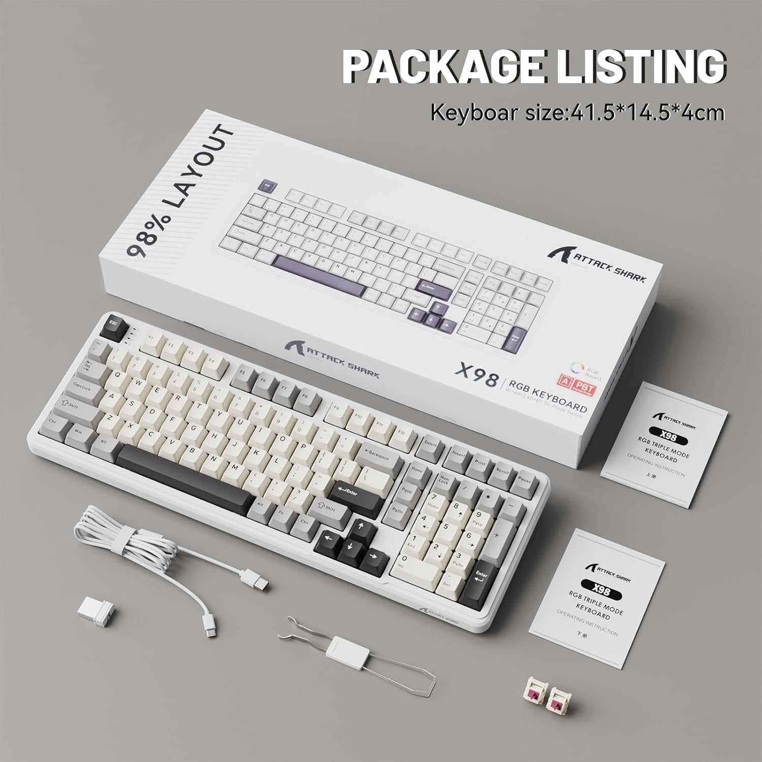 ATTACK SHARK X98 Package Contents