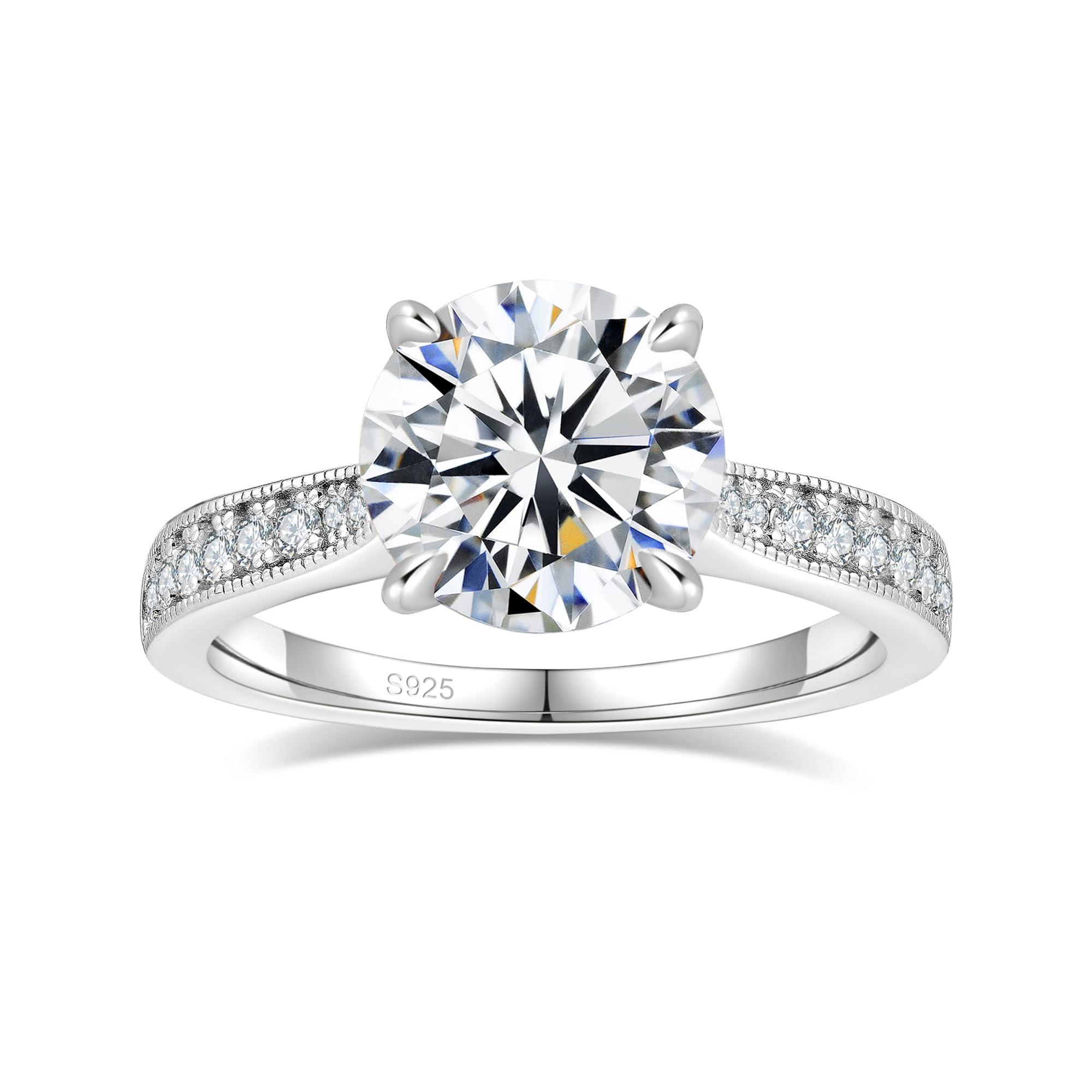 Elio Passero Moissanite Engagement Rings for Women,Promise Rings 925 Sterling Silver with 18K Yellow/White Gold Plated,D Color VVS1 Wedding Band