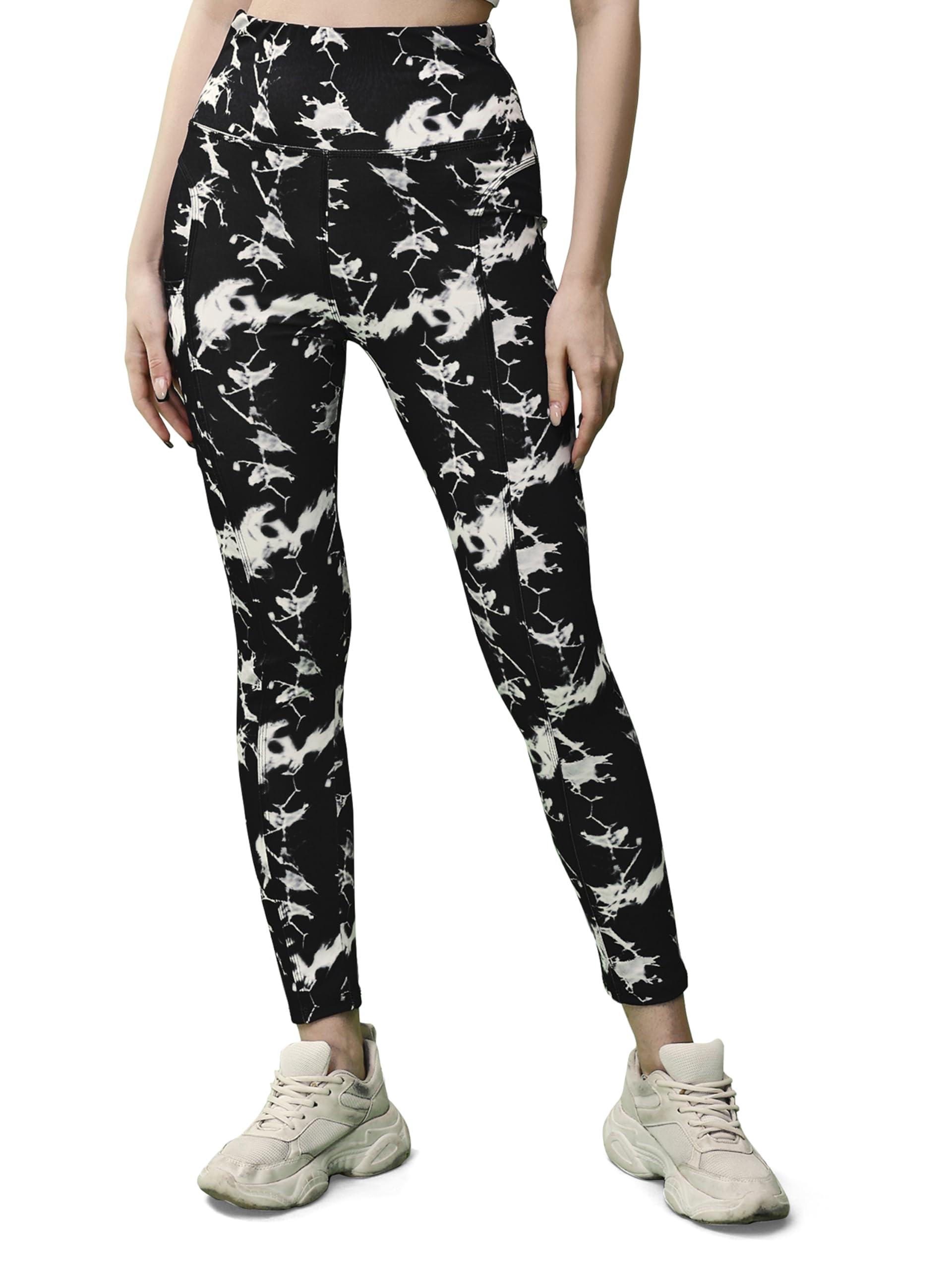 poojaran saree Printed Gym wear Leggings Ankle Length Workout Tights | Stretchable Sports Leggings | High Waist Sports Fitness Yoga Track Pants for Girls & Women-picture-35
