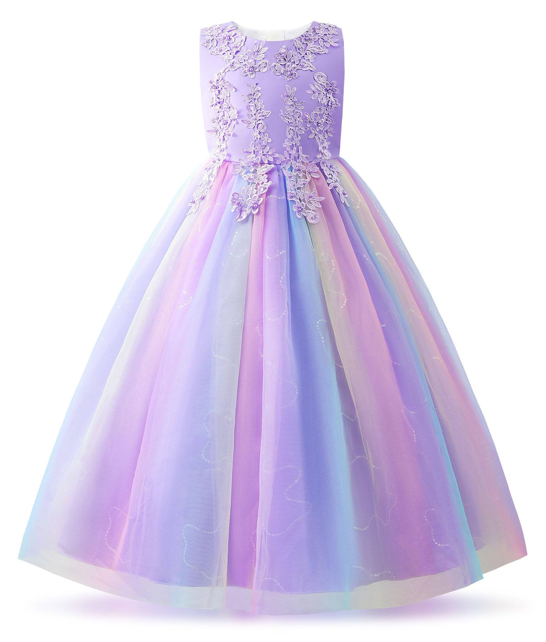 JerrisApparel Vestido Niñas Flores Sin Mangas Dama de Honor Ceremonia