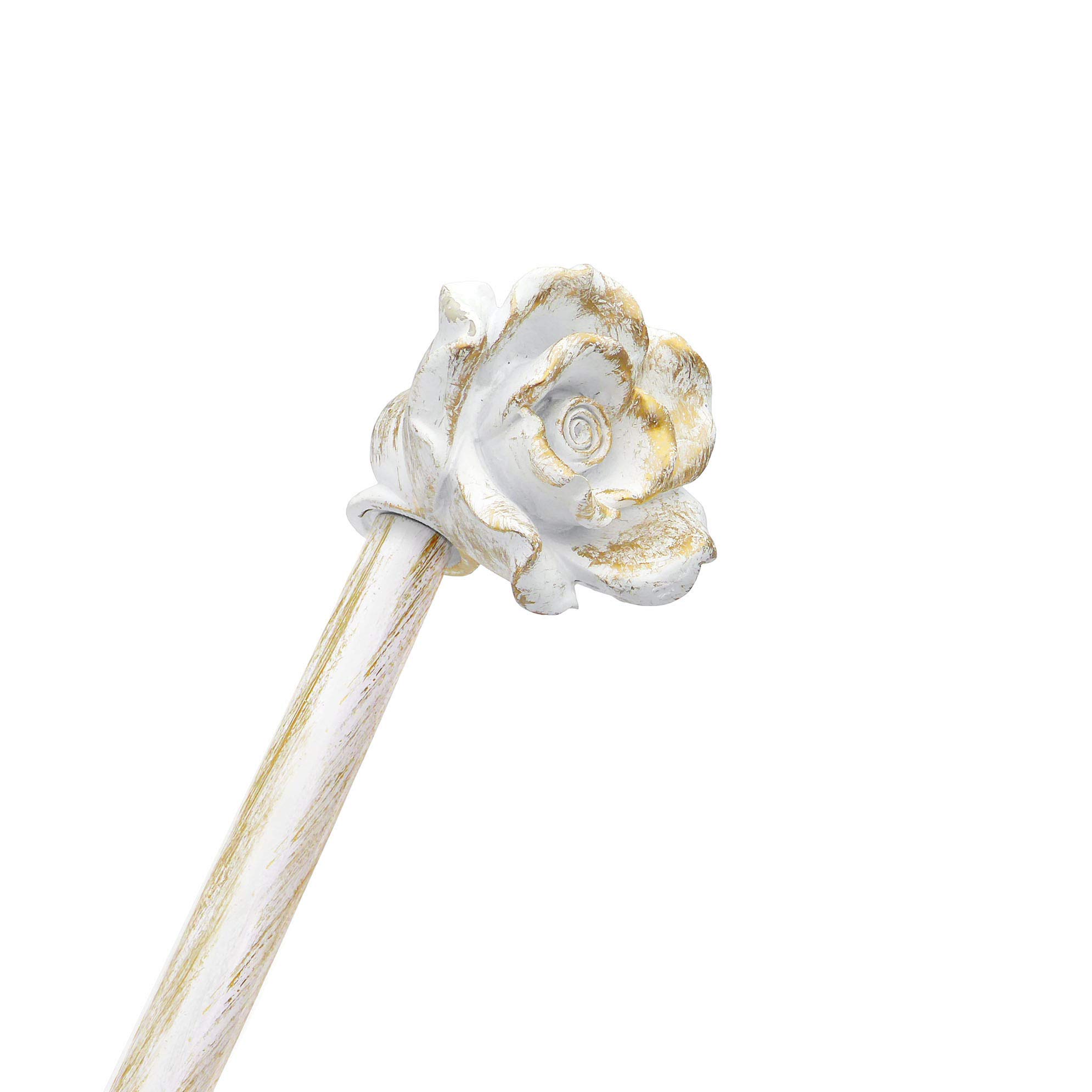 Bastone per Tende Estensibile Shabby Chic White & Gold Bouquet Collection 160-300 cm