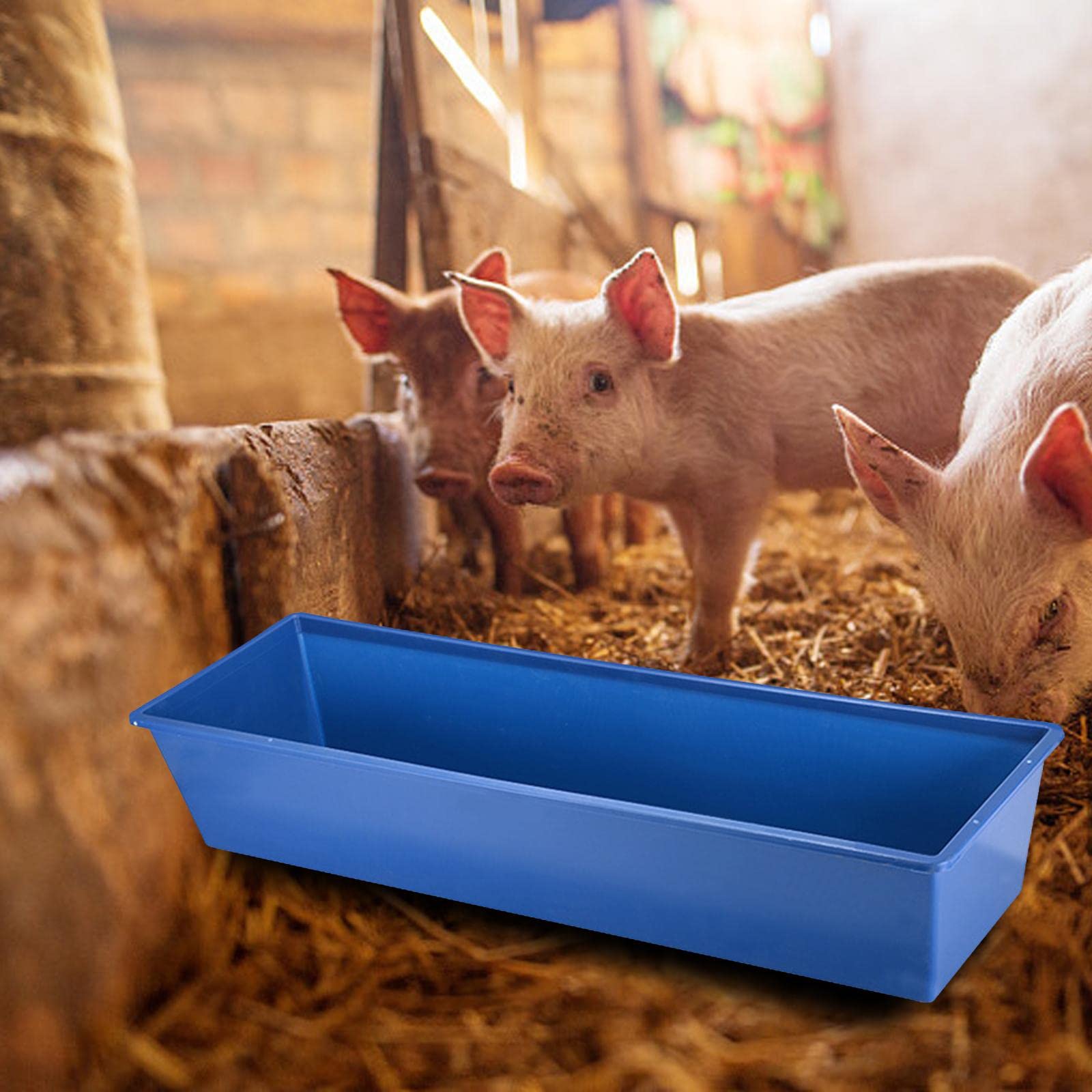 Comedero para Animales de Gran Capacidad Plástico Resistente Abrevadero Colgante Accesorio para Granja Adecuado para Alimentar Vacas Caballos, Azul