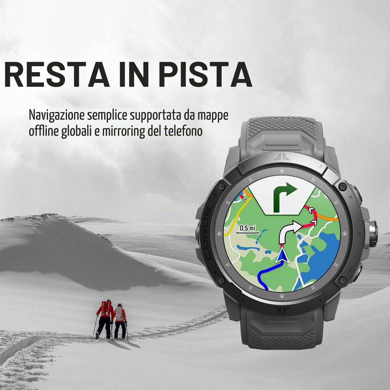 COROS VERTIX 2S Orologio GPS per avventure, 40 giorni di autonomia, navigazione GPS con mappe globali offline, pianificatore di percorsi, cardiofrequenzimetro, arrampicata, sci (Nero Spazio)