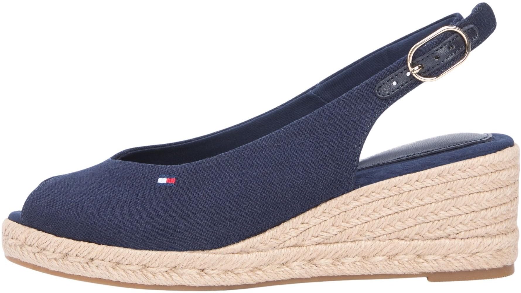 Tommy Hilfiger Women's Mid Wedge Espad Slingback FW0FW09228 Wedge Espadrilles, BLUE (Space Blue), 6.5