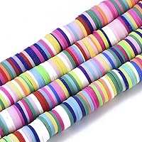 Vista 10 de Cheriswelry Cuentas espaciadoras de arcilla polimérica de disco redondo y multicolor, 10 hebras, alrededor de 3200 cuentas sueltas hechas a mano