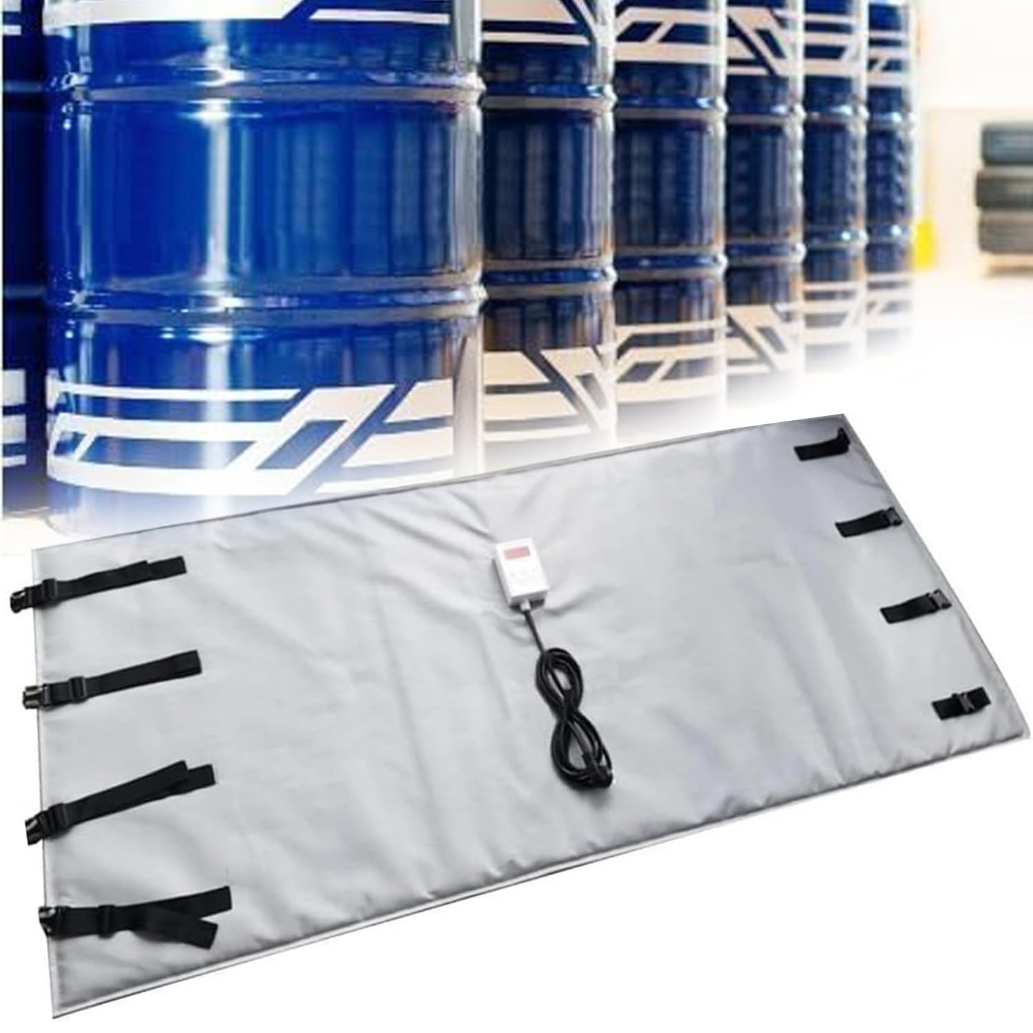 GEHPYYDS IBC Drum Heater Blanke, 55 Gal /275 Gal Drum Heater Blanket 0~150℃ Adjustable Oil Pail Heater Band,Waterproof Insulation Materials,Grey-55Gallon/200L