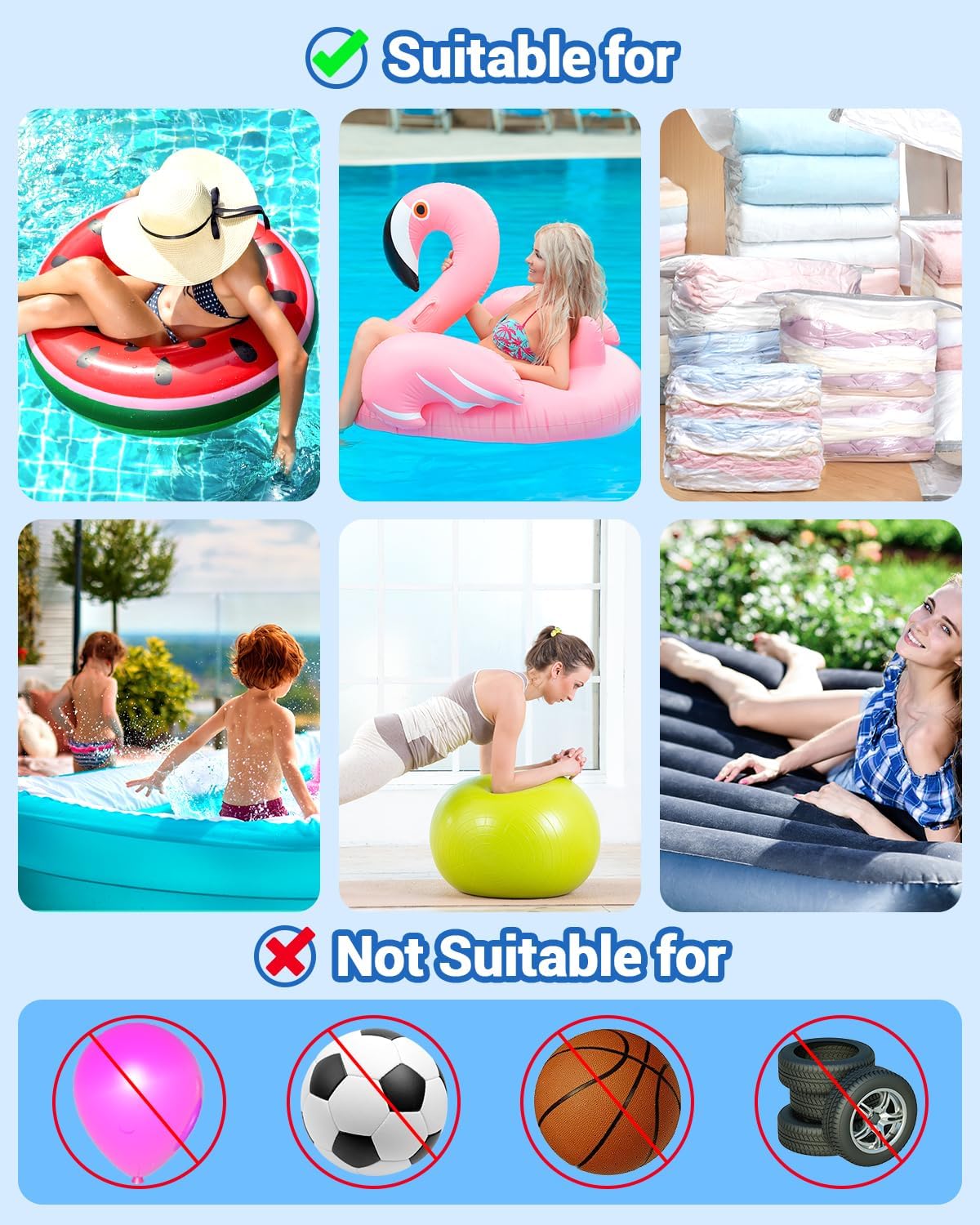 Dr.meter Air Pump for Inflatables, Rechargeable 4000mAh Battery Air Mattress Pump - Portable Quick-Fill Inflator Deflator for Outdoor Camping Inflatable Pool Float Boat Raft Yoga Ball Swim Ring Airbed - Image 6