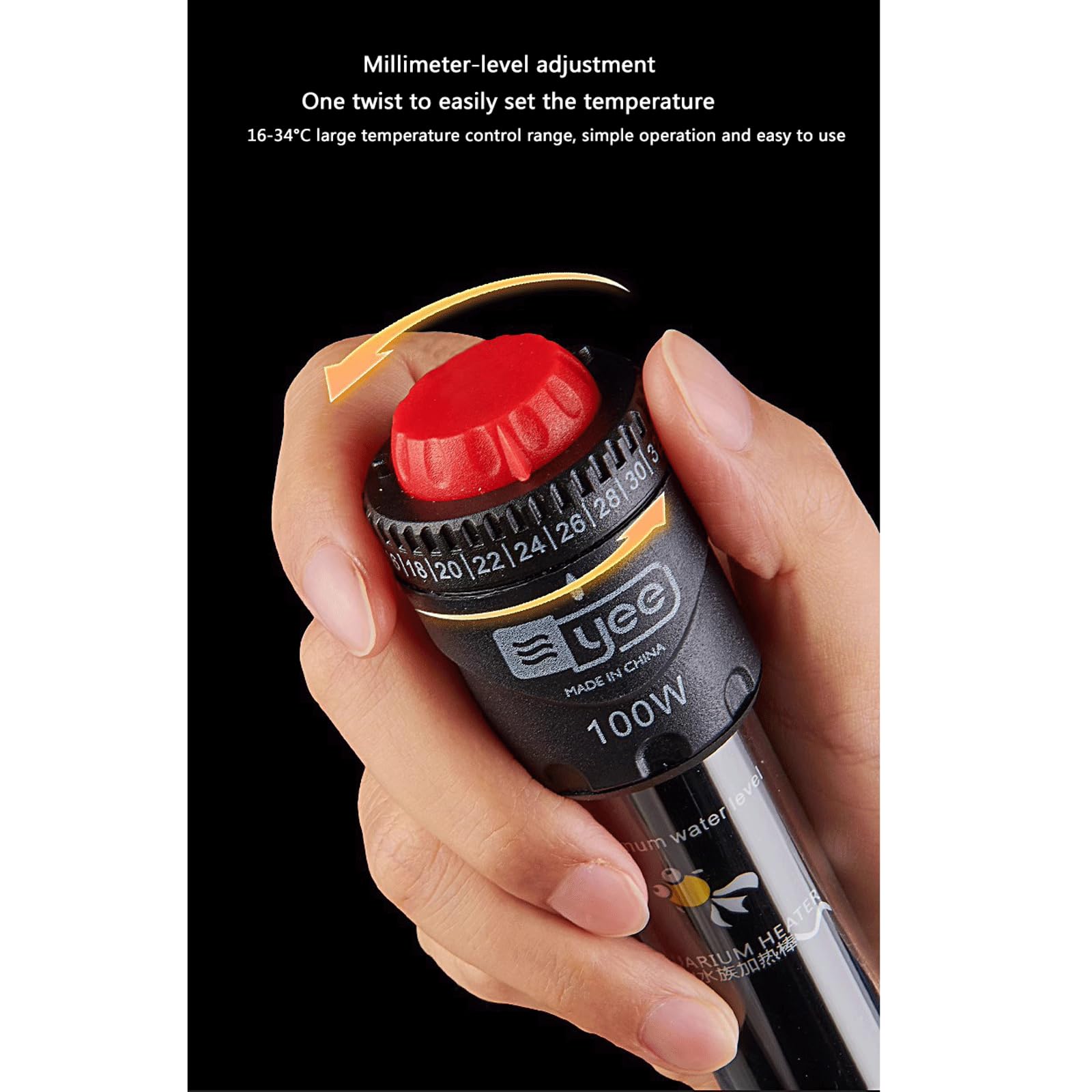 Asta Riscaldamento per Acquario Riscaldatore Automatico Quarzo Temperatura Costante Prova Esplosione Piccolo Riscaldatore Risparmio Energetico,100W