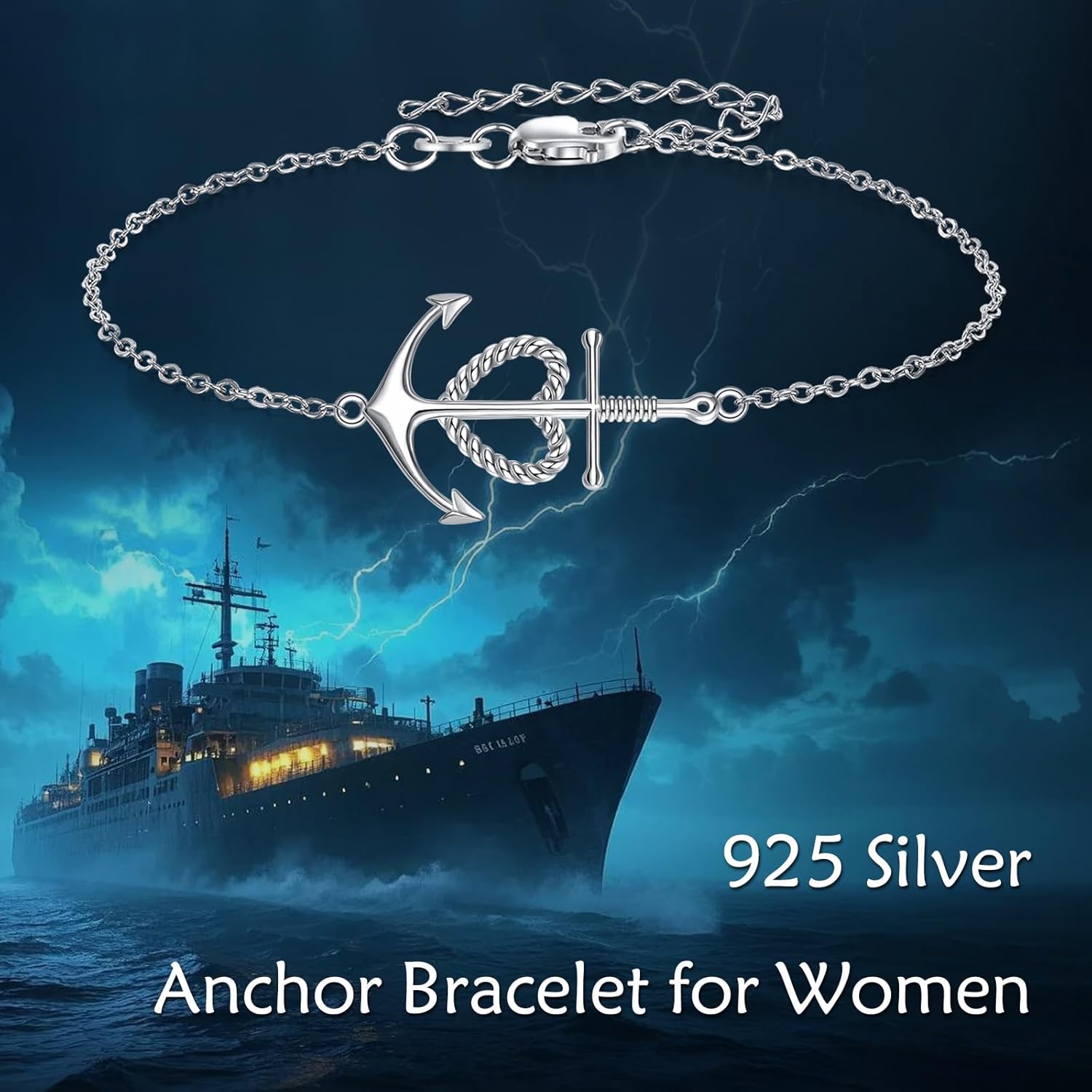 Anchor Bracelet Sterling Silver Faith Hope Charity Bracelets Heart Cross Anchor Jewelry Nautical Birthday Gifts for Women - Image 6