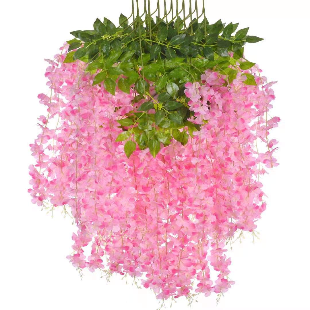 Amazon｜OWERU ピンクの花、絹の花輪をぶら下げている12の藤のつる