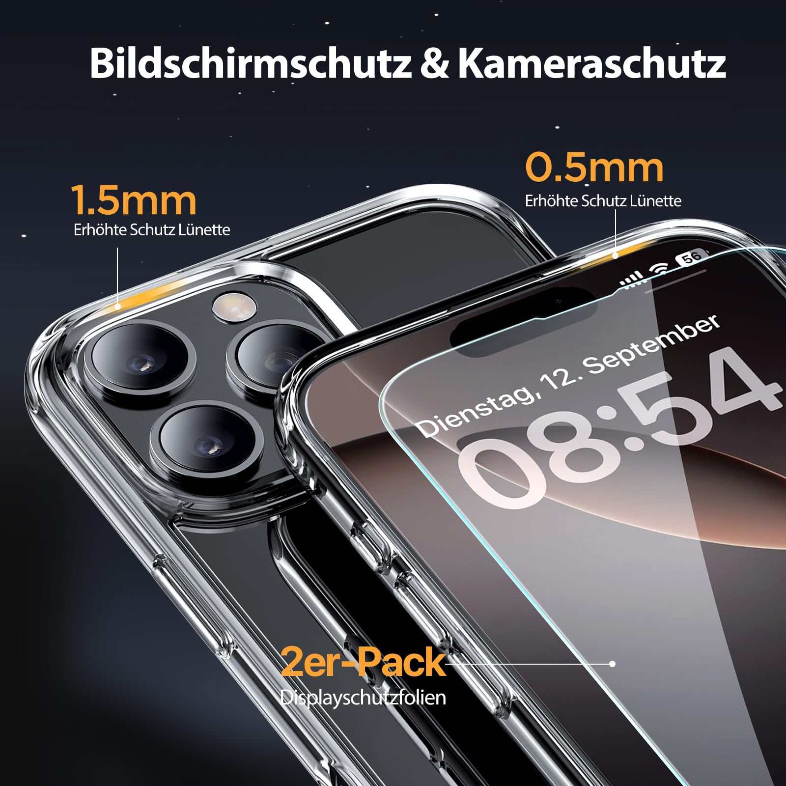 Miracase Magnetisch für iPhone 16 Pro Hülle für Magsafe[mit 2 Schutzglas] Militärschutz Stoßfest Kratzfest Anti-Fingerabdruck Samtige Touch Dünn Handyhülle für iPhone 16 Pro 6,3 Zoll,Transparent
