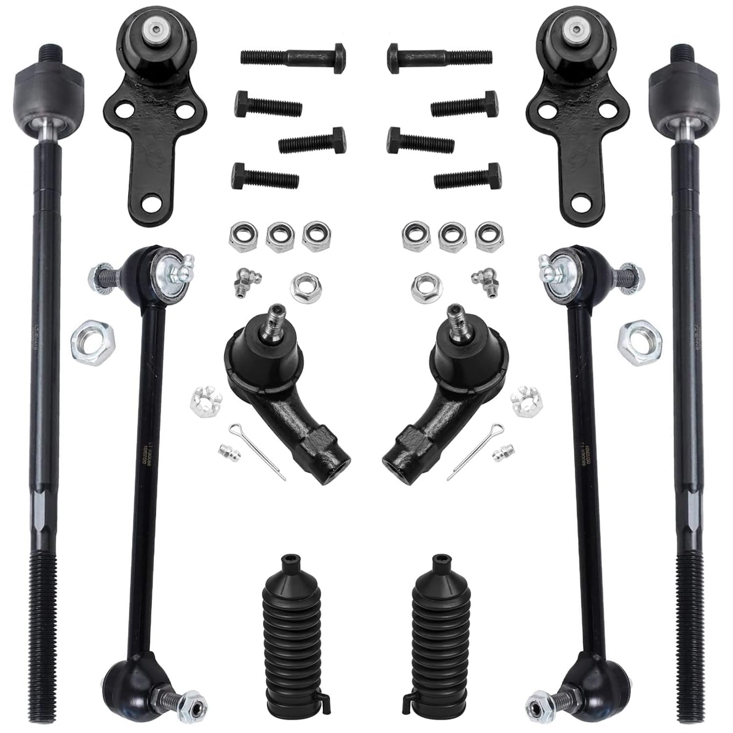 Detroit Axle - Front 10pc Suspension Kit for 2000-2004 Ford Focus 2001 2002 2003 2 Lower Ball Joints 2 Sway Bar End Links 4 Inner & Outer Tie Rods 2