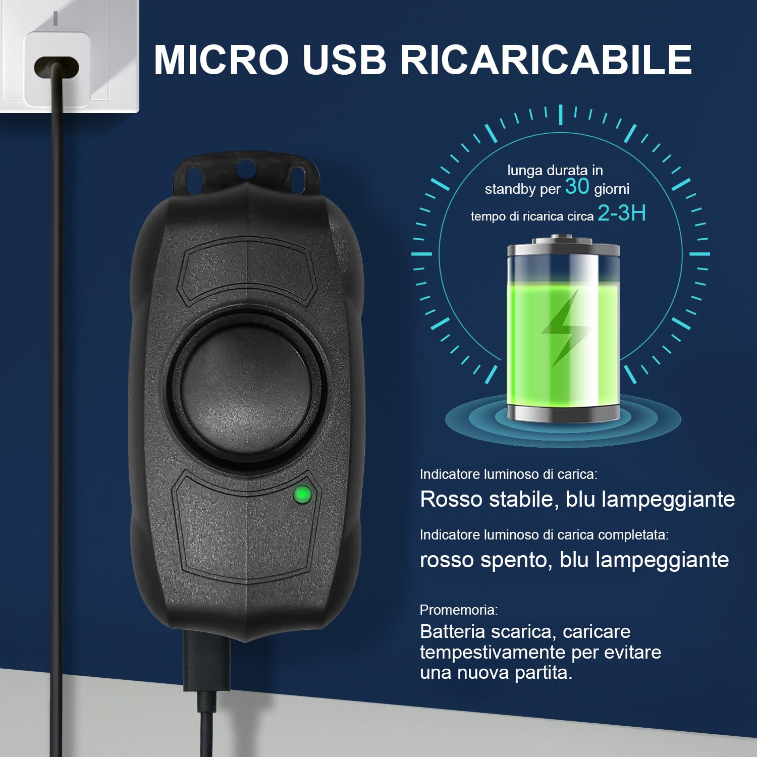 Allarme per bicicletta con telecomando, ricaricabile via USB, allarme impermeabile antifurto con sensore di movimento a vibrazione, allarme per bicicletta, scooter elettrico e moto, suono forte 120dB