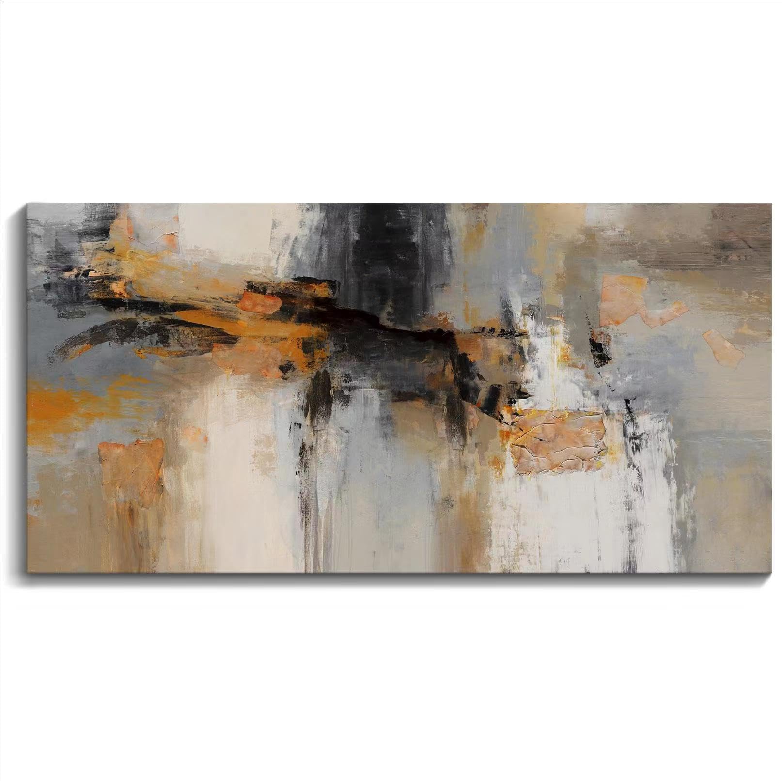 lianyibo Abstract Canvas Wall Art - Large Gray and Orange Poster Prints Paintings for Living Room & Office Bedroom Decor(70x140cm/Frameless)