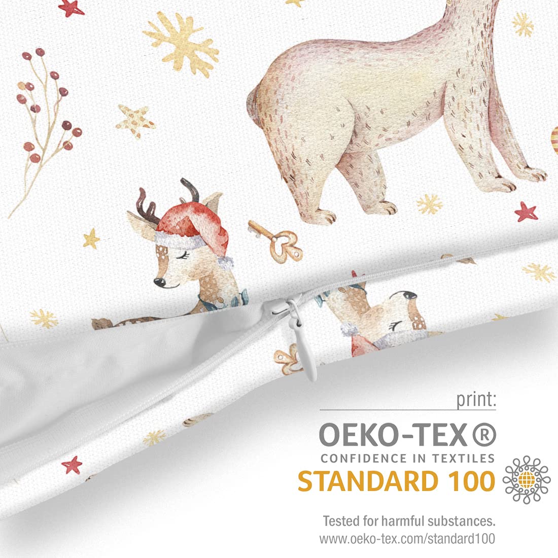 VOID Orso Cervo Natale Animali Natalizi Cuscini federe Poliestere Impermeabile per Uso Outdoor e Indoor, Kissen Size:60 x 60 cm