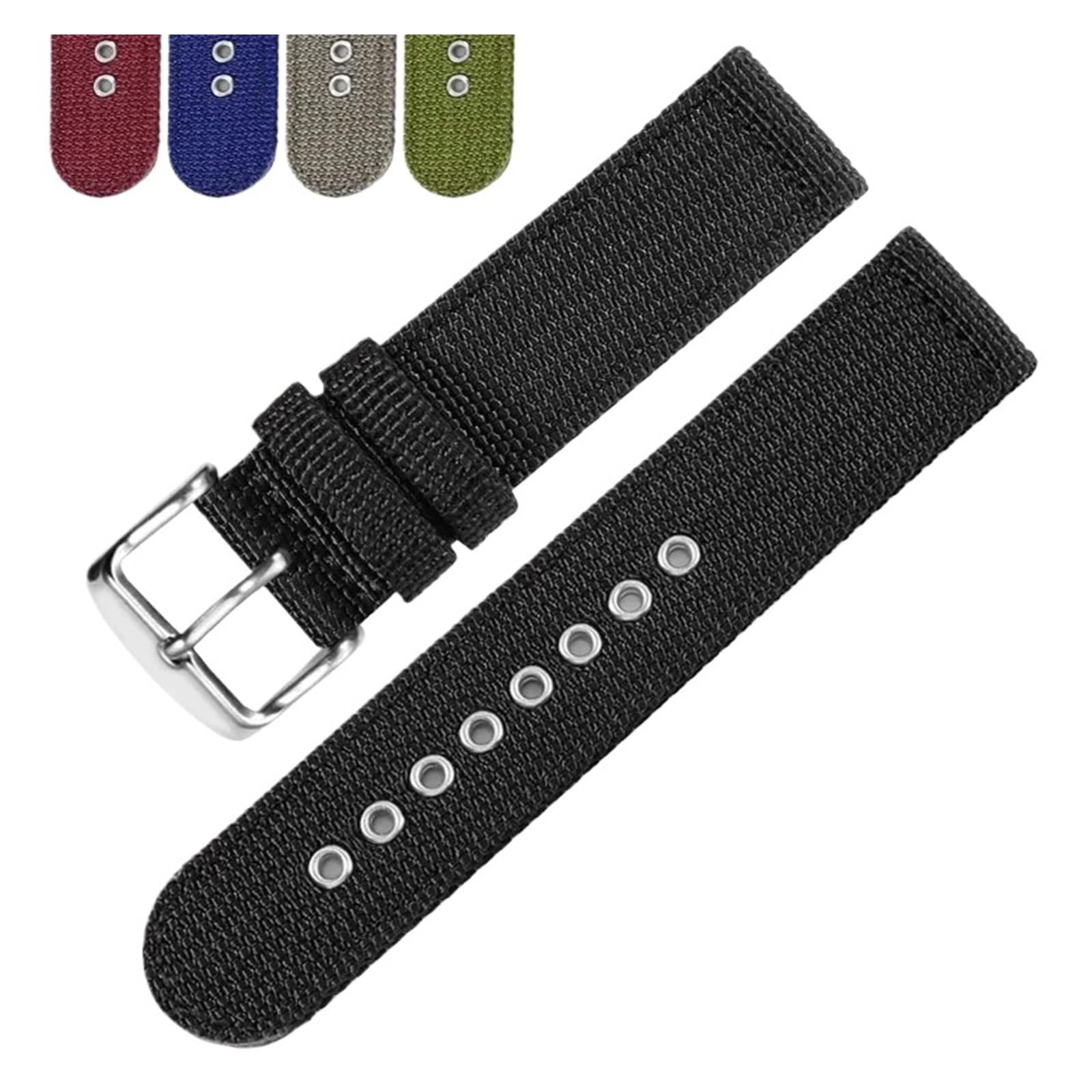 HuanJ Bracelet De Montre En Nylon À Interface Plate Et Droite, Dimensions: 19, 20, 21, 22, 23 Et 24mm
