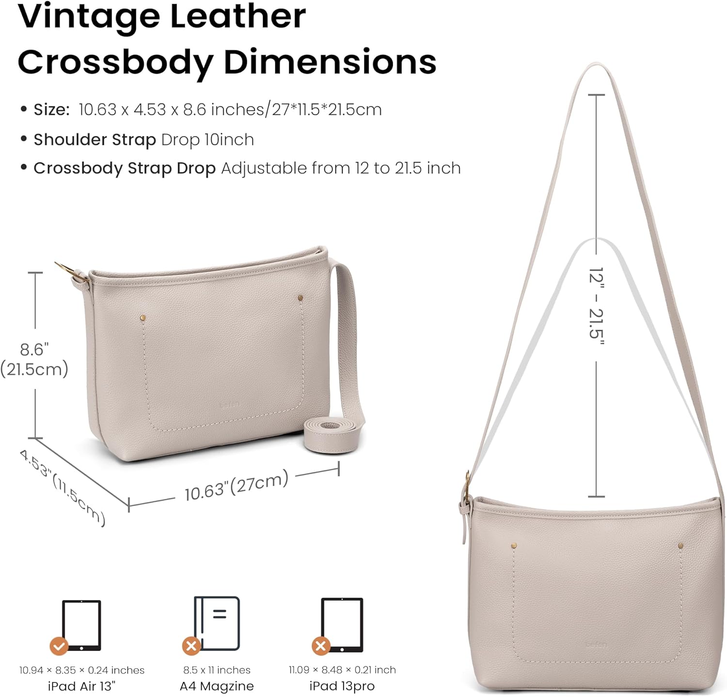 befen Genuine Leather Crossbody Bags for Women RFID Blocking Soft Real Leather Shoulder Purse Medium Shoulder Handbag - Image 7