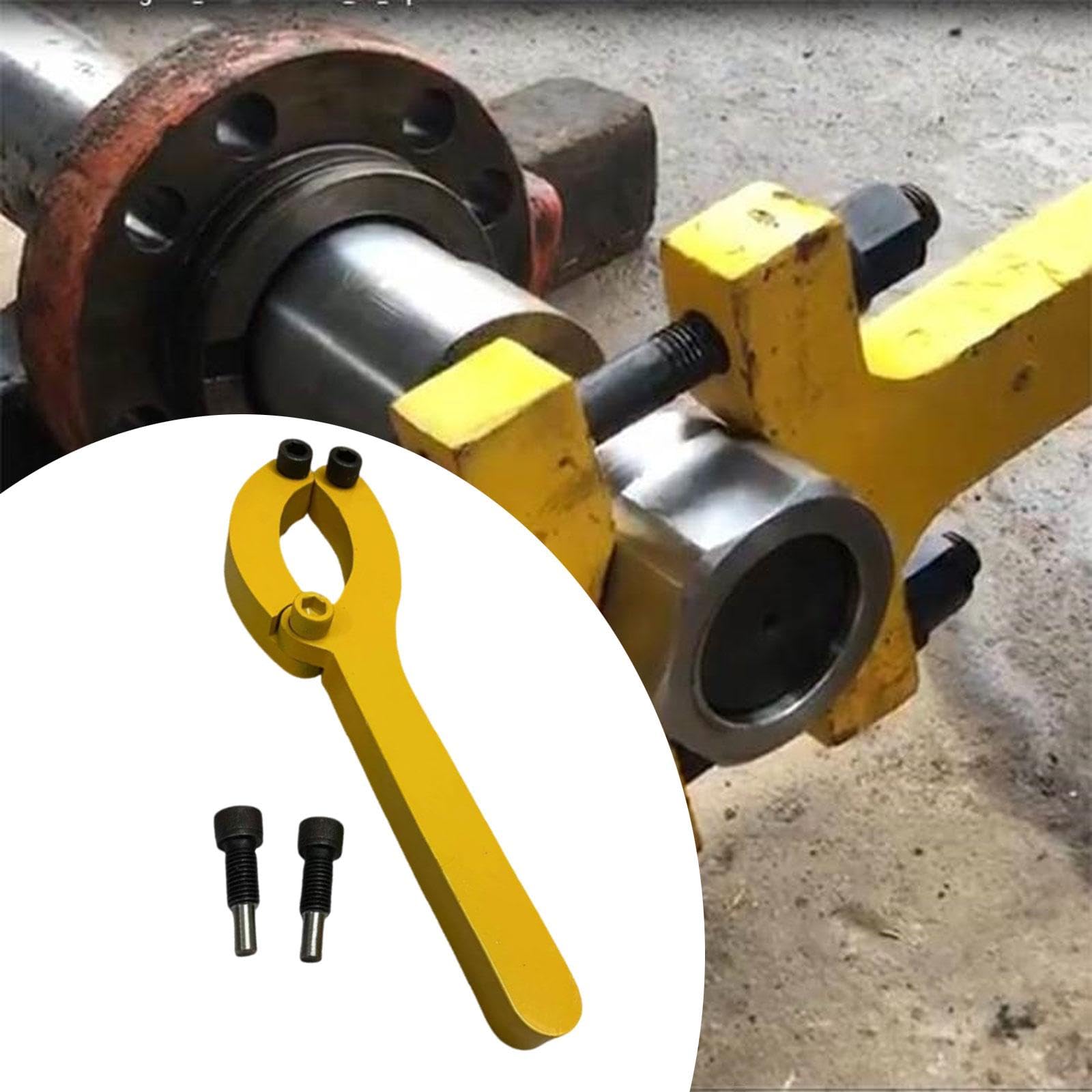 MagiDeal Clé à écrou de presse-étoupe réglable à 2 mâchoires, jaune, professionnelle, pour retirer les vérins hydrauliques avec poignée. Clé pour vérin