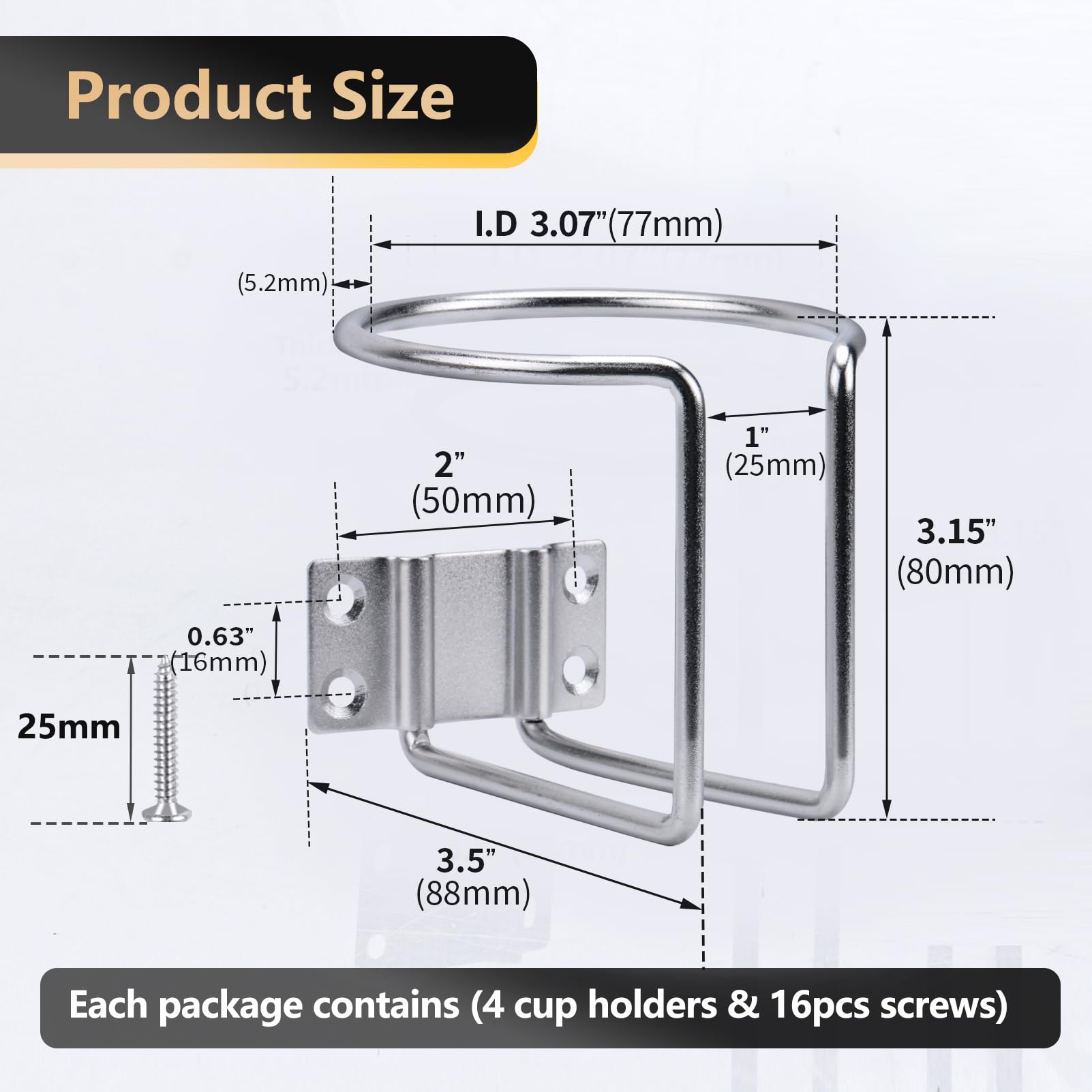 Portavasos De Acero Inoxidable Para Barcos - Soporte De Pared Para Tazas Y Latas, Ideal Deportes Acuáticos Y Caravanas