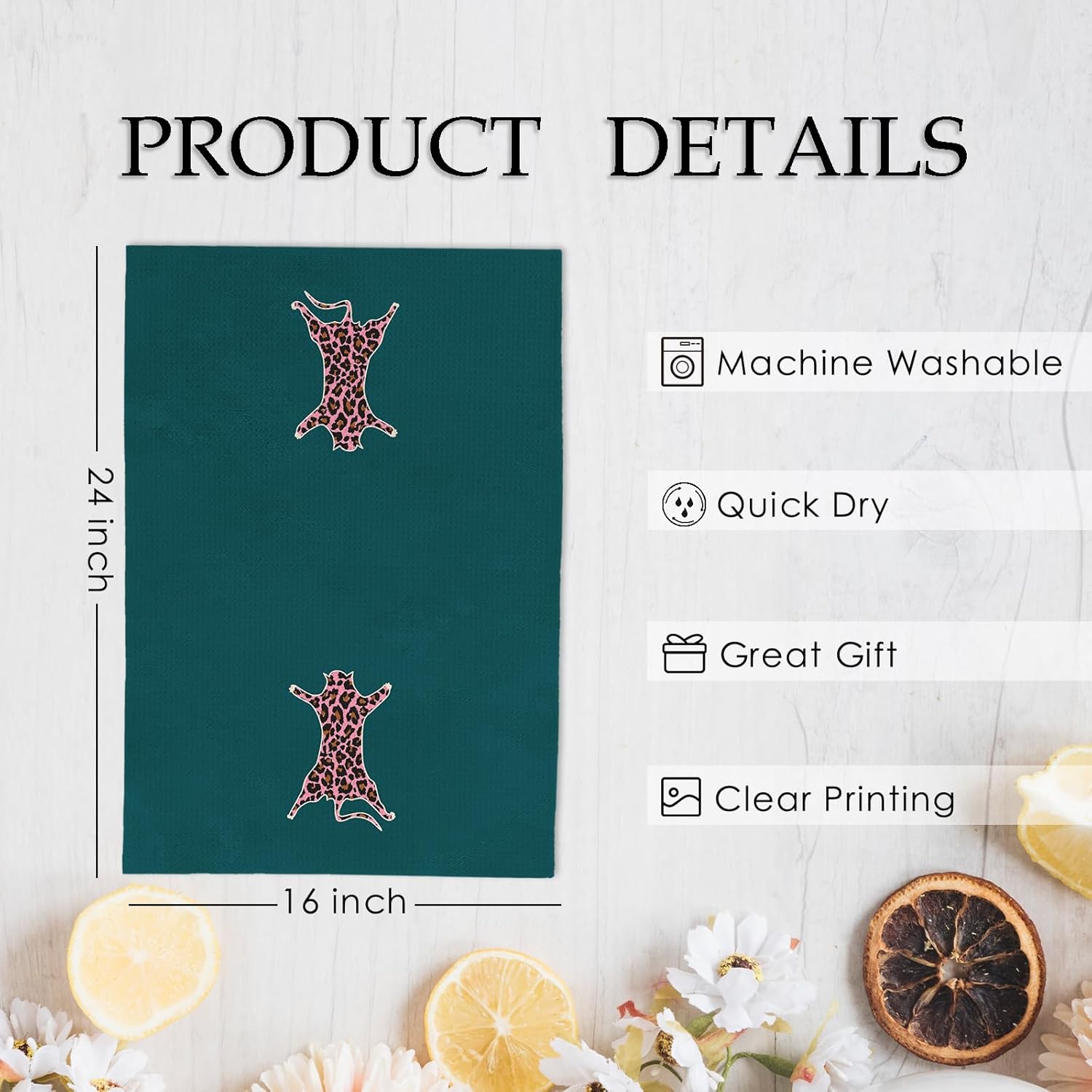 Preppy Cheetah Kitchen Towels and Dishcloths Set of 4, Trendy Cheetah Bathroom Decor, Funky Leopard Dish Towels, Pink Leopard Decorative Hand Tea Towel for Bathroom Kitchen, 16x24 Inches - Image 7