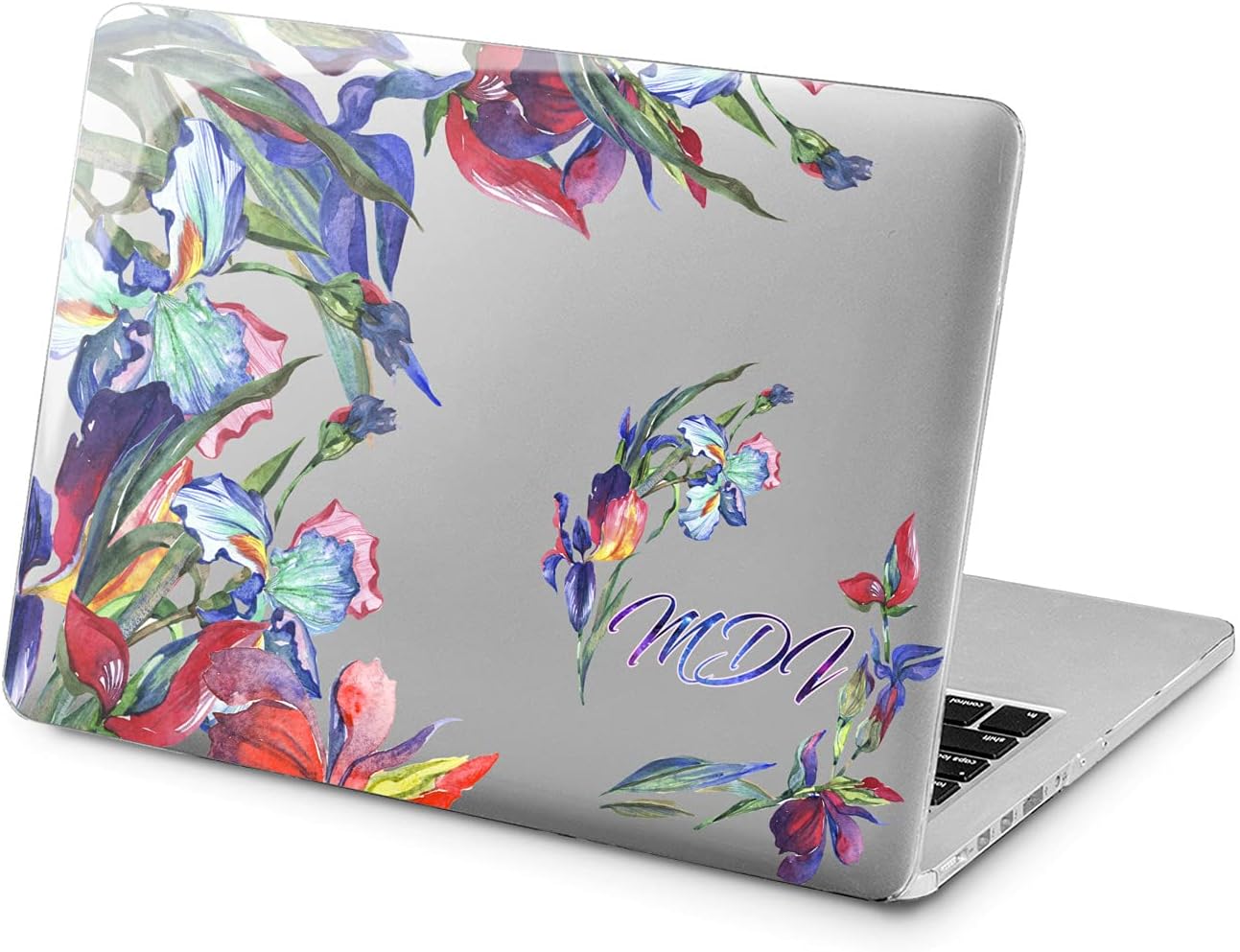 Hard Case Compatible for MacBook Pro 16 14 M3 M2 2023 M1 Pro 13 2022 Air 13 2021 Retina 2020 Mac 11 12 Design Custom Nice Print Floral Blue Name Flowers Cover Iris Protective Laptop Monogram
